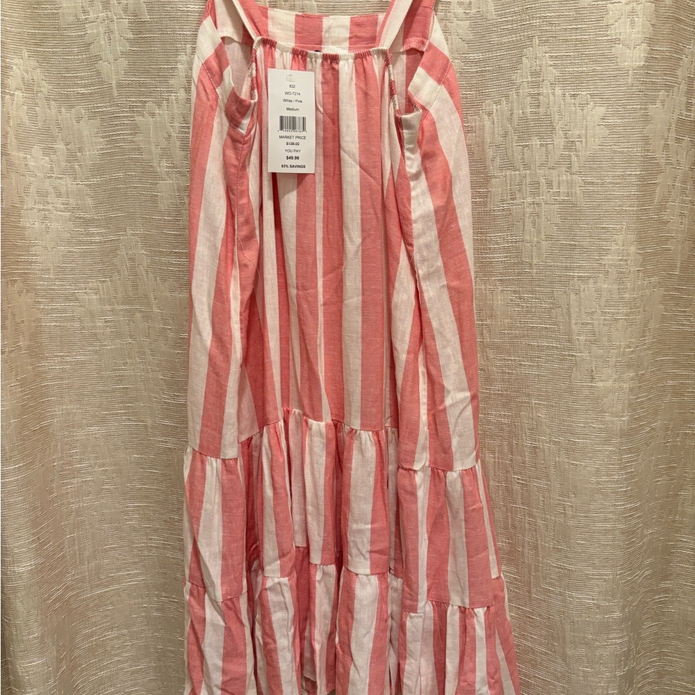 Chic Pink Striped Midi Dress